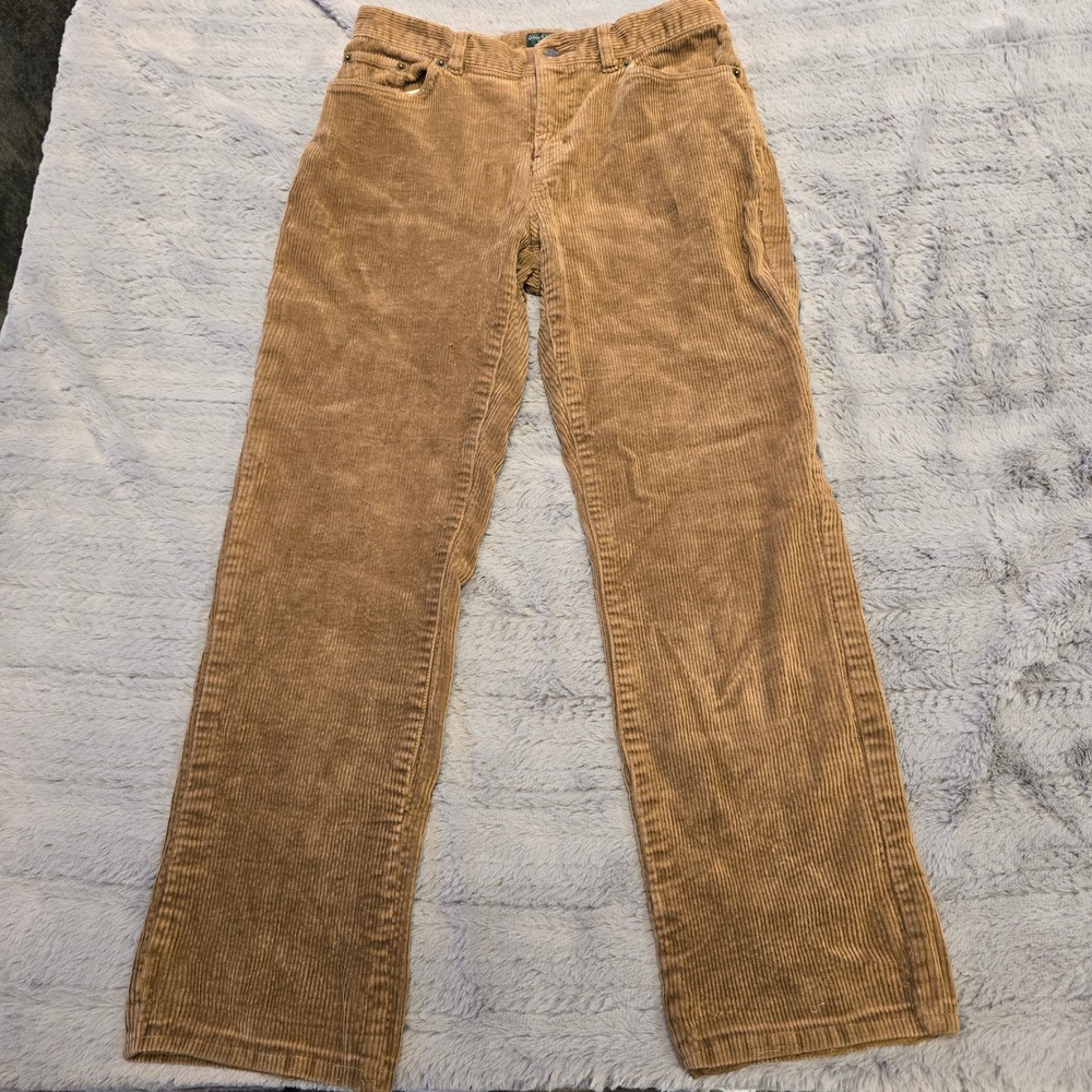 Lauren Ralph Lauren‎ Corduroy Pants Womens 4P Tan Brown Straight Petite Vintage
